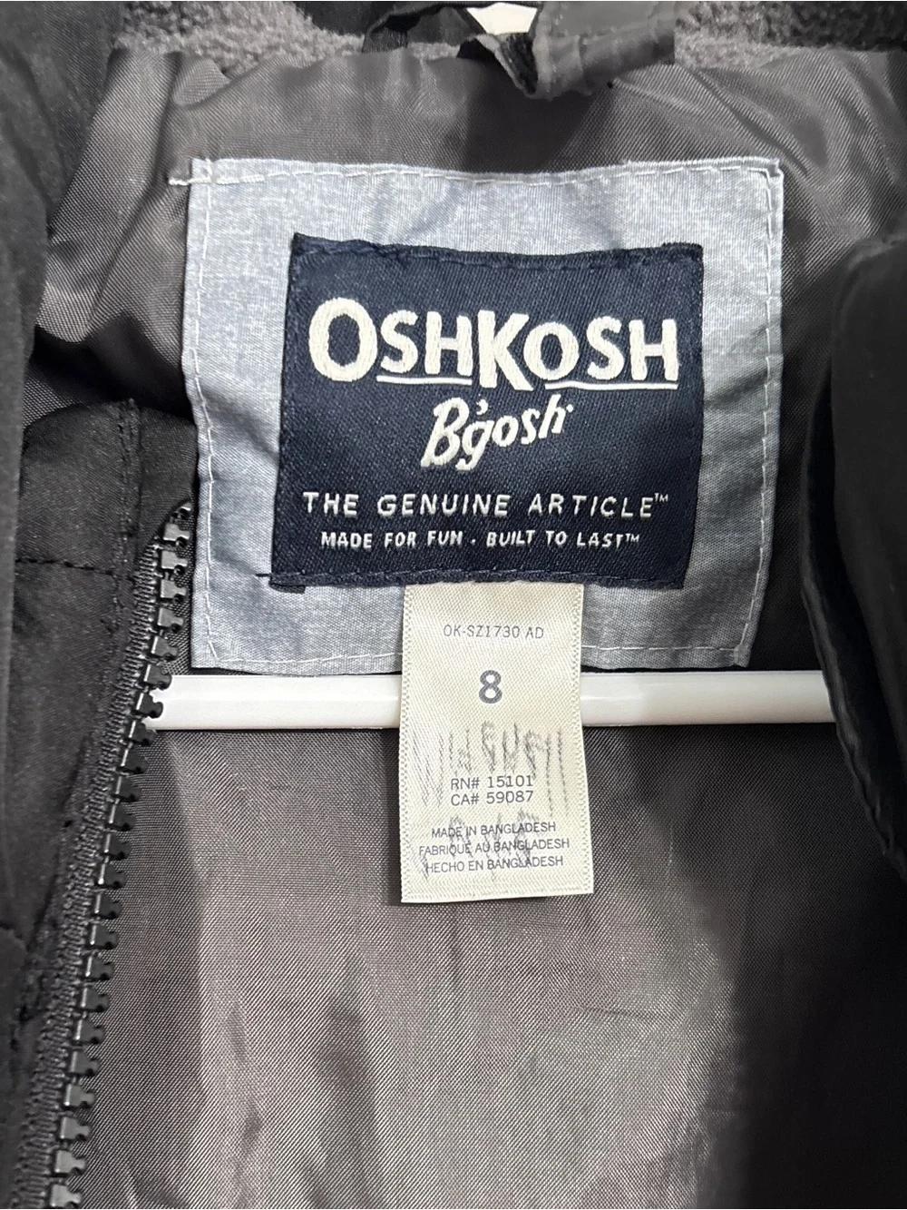 OshKosh B'gosh Colorblock Hooded Jacket Size 8 Windbreaker Black, Lime, and Gray